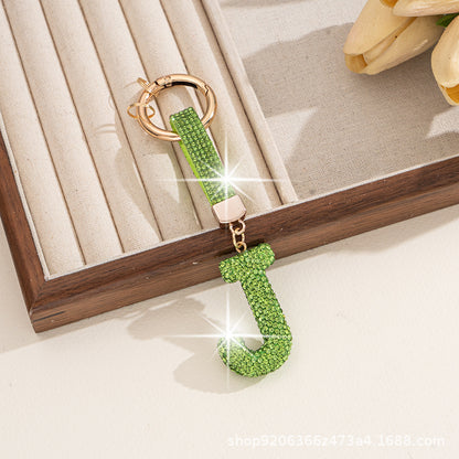 Multicolor Letter Keychain Featuring Rhinestone Material, Stylish Keychain Accessory