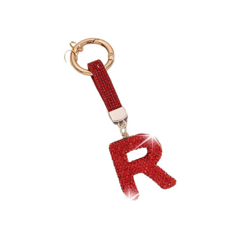 Multicolor Letter Keychain Featuring Rhinestone Material, Stylish Keychain Accessory