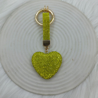 Heart Shape Keychain With Pink Rhinestone Design, Stylish Keychain Accessory For Everyday Use