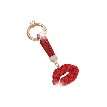 Lips Rhinestone Keychain In White, Stylish Keychain Accessory With Sparkling Design