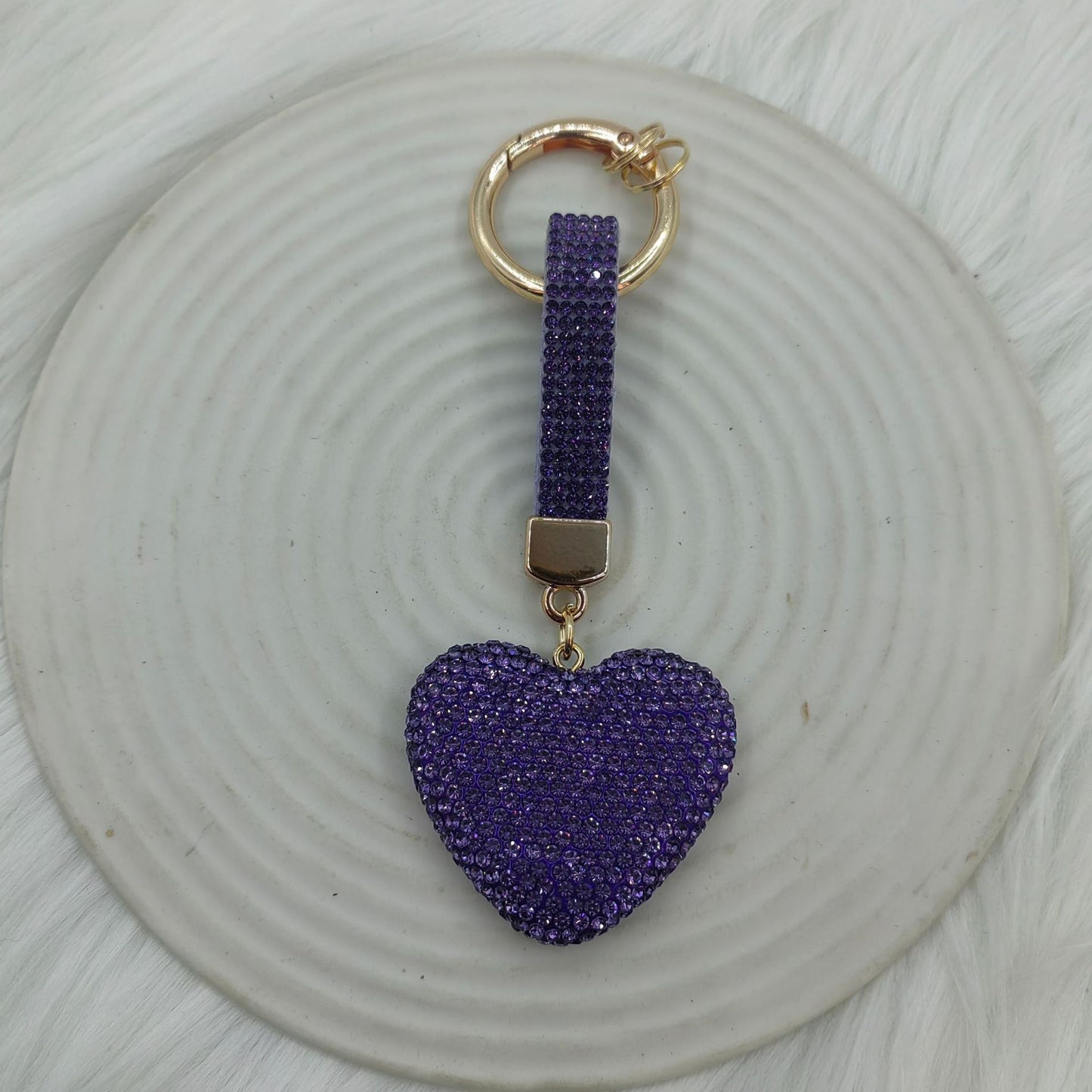 Heart Shape Keychain With Pink Rhinestone Design, Stylish Keychain Accessory For Everyday Use
