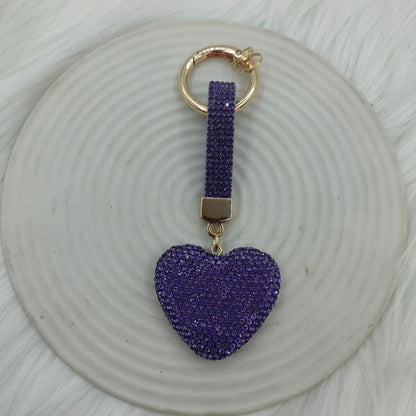 Heart Shape Keychain With Pink Rhinestone Design, Stylish Keychain Accessory For Everyday Use