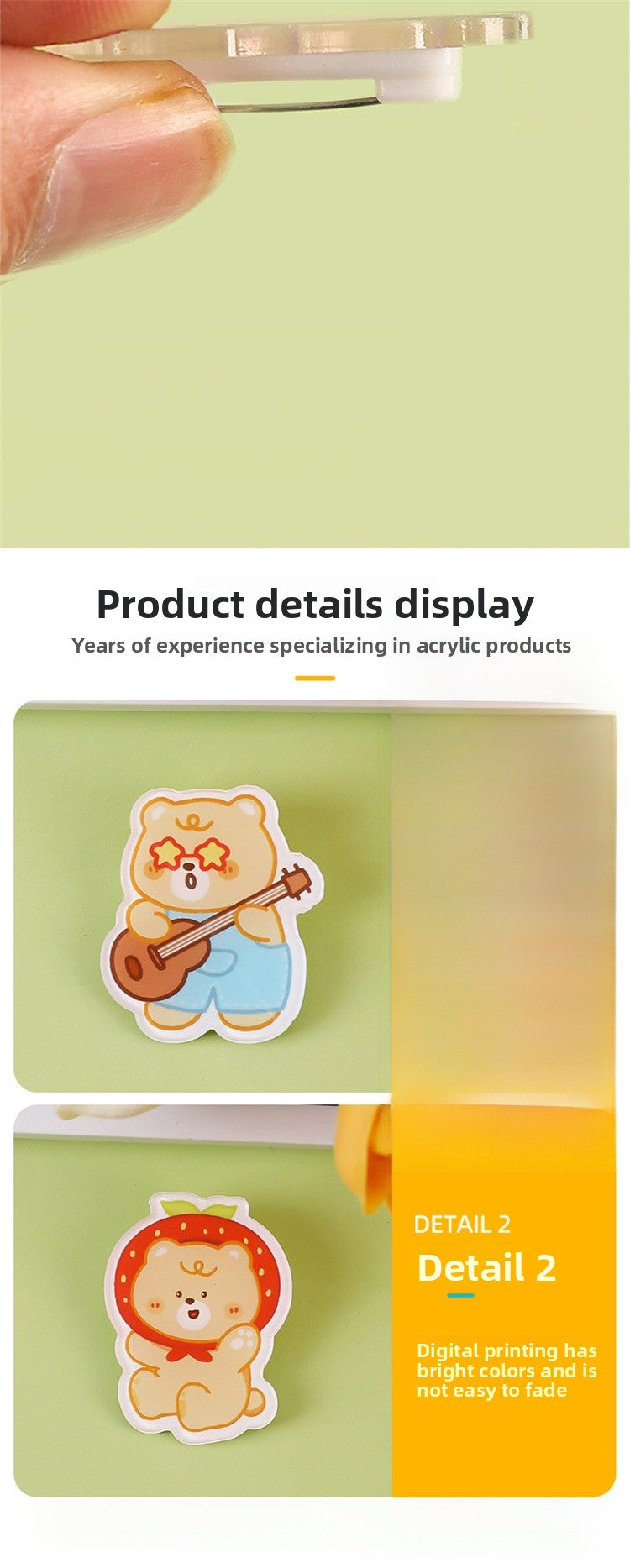 Animal Bear Cartoon Pin Brooches Made Of Acrylic Featuring Cute Design
