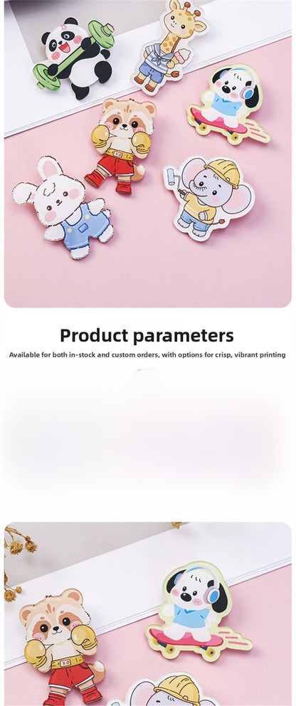 Animal Pin Brooch Featuring Bear And Rabbit Patterns In Multicolor Acrylic Material