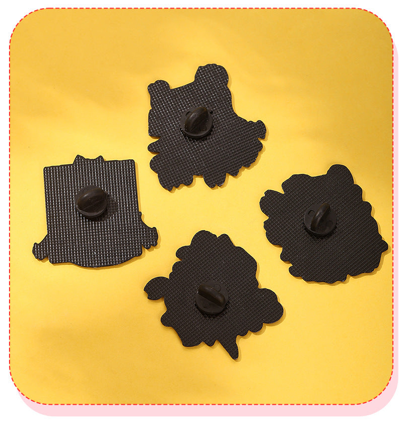 Cat Cartoon Animal Pin Brooch In Black Zinc Alloy Featuring Cute Design For Stylish Accessory