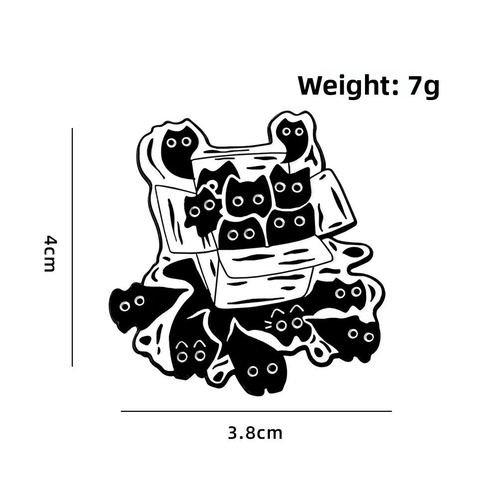 Cat Cartoon Animal Pin Brooch In Black Zinc Alloy Featuring Cute Design For Stylish Accessory