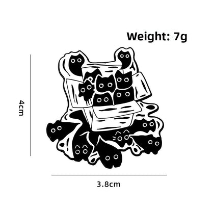 Cat Cartoon Animal Pin Brooch In Black Zinc Alloy Featuring Cute Design For Stylish Accessory