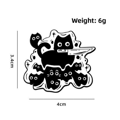 Cat Cartoon Animal Pin Brooch In Black Zinc Alloy Featuring Cute Design For Stylish Accessory