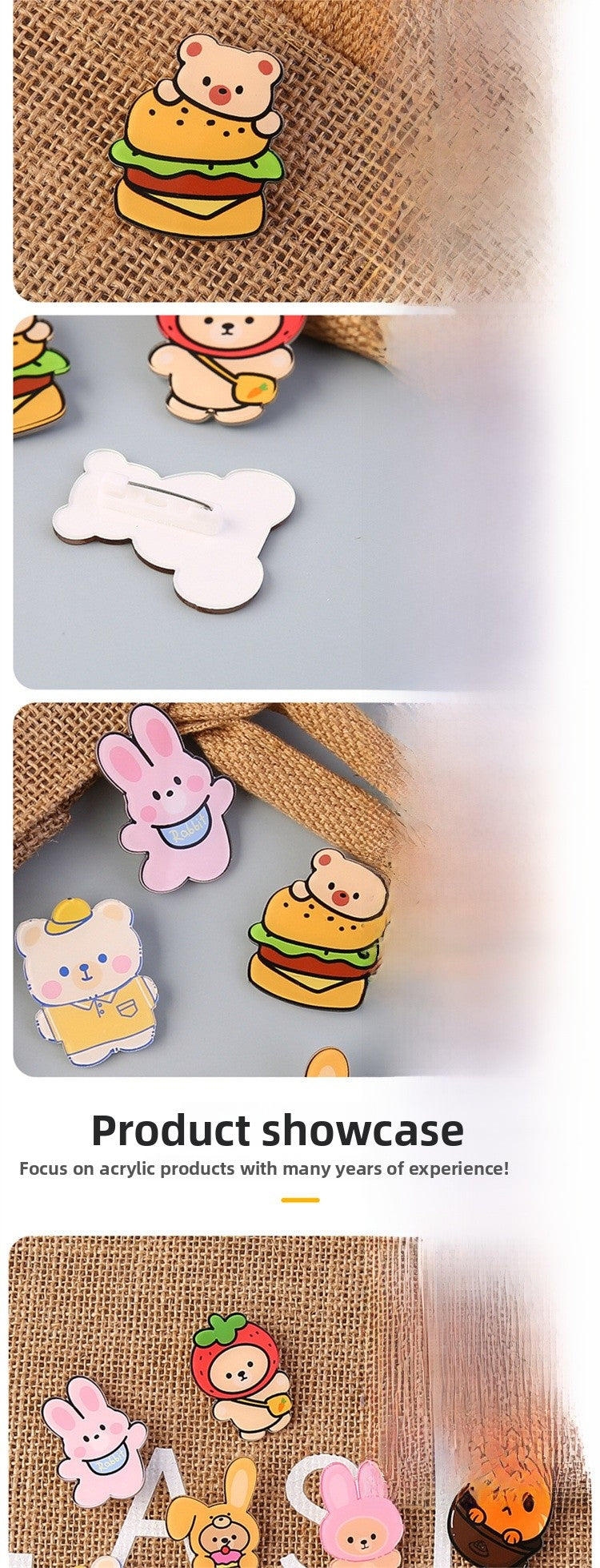 Cartoon Animal Bear Pin Brooch Made Of Acrylic, Featuring A Cute And Colorful Design