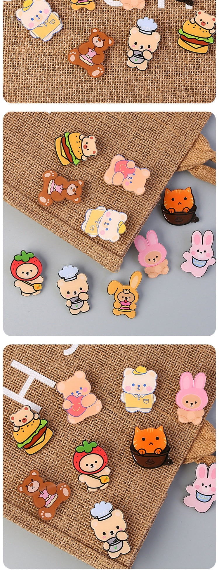 Cartoon Animal Bear Pin Brooch Made Of Acrylic, Featuring A Cute And Colorful Design