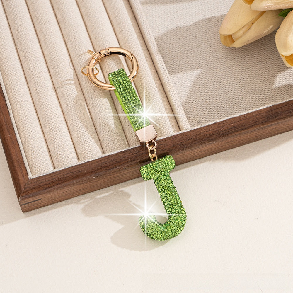 Multicolor Letter Keychain Featuring Rhinestone Material, Stylish Keychain Accessory