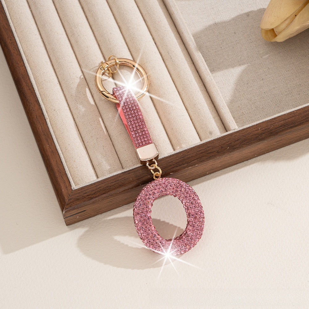 Multicolor Letter Keychain Featuring Rhinestone Material, Stylish Keychain Accessory