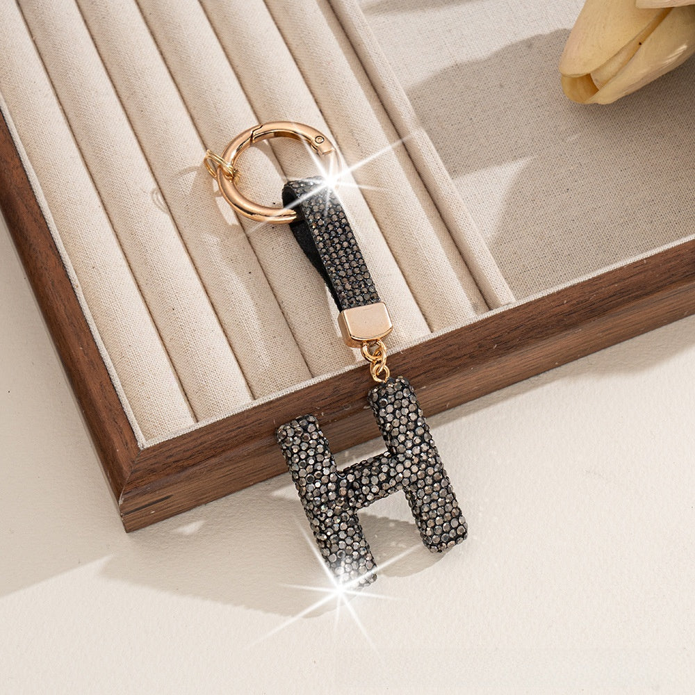 Multicolor Letter Keychain Featuring Rhinestone Material, Stylish Keychain Accessory