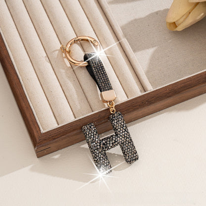 Multicolor Letter Keychain Featuring Rhinestone Material, Stylish Keychain Accessory