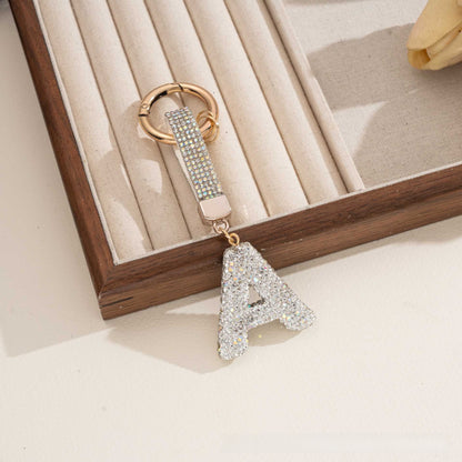 Multicolor Letter Keychain Featuring Rhinestone Material, Stylish Keychain Accessory
