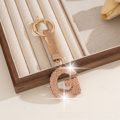 Multicolor Letter Keychain Featuring Rhinestone Material, Stylish Keychain Accessory