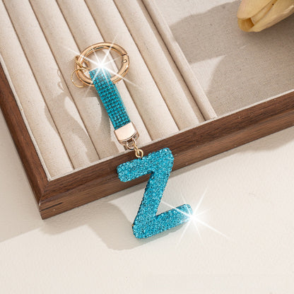 Multicolor Letter Keychain Featuring Rhinestone Material, Stylish Keychain Accessory