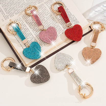 Heart Shape Keychain With Pink Rhinestone Design, Stylish Keychain Accessory For Everyday Use