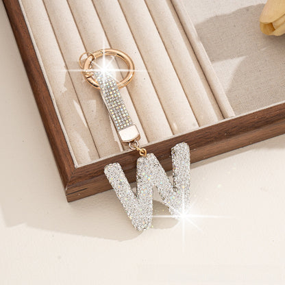 Multicolor Letter Keychain Featuring Rhinestone Material, Stylish Keychain Accessory