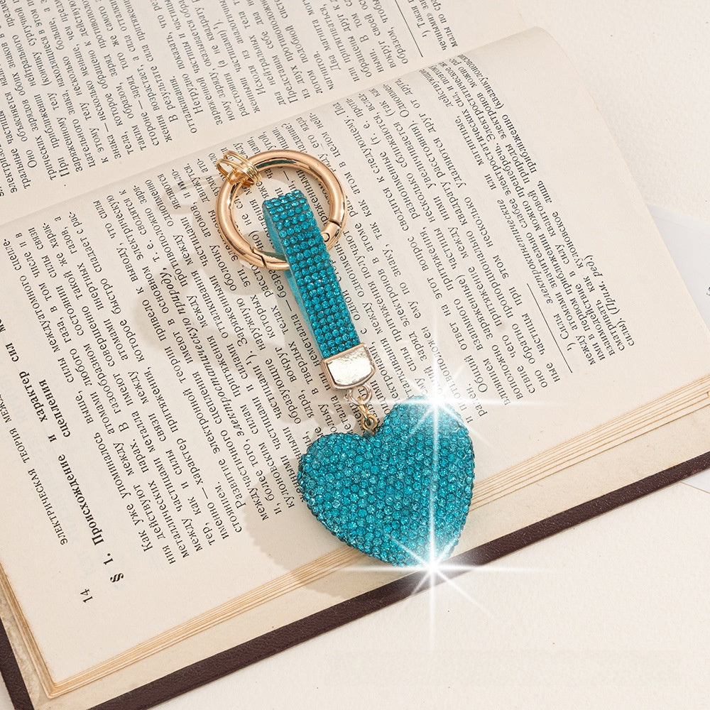 Heart Shape Keychain With Pink Rhinestone Design, Stylish Keychain Accessory For Everyday Use