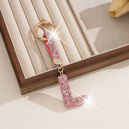 Multicolor Letter Keychain Featuring Rhinestone Material, Stylish Keychain Accessory