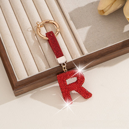 Multicolor Letter Keychain Featuring Rhinestone Material, Stylish Keychain Accessory