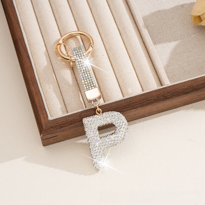 Multicolor Letter Keychain Featuring Rhinestone Material, Stylish Keychain Accessory
