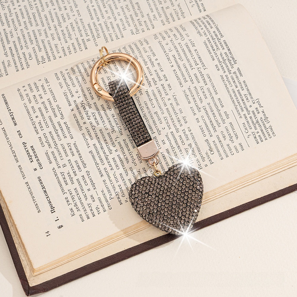 Heart Shape Keychain With Pink Rhinestone Design, Stylish Keychain Accessory For Everyday Use