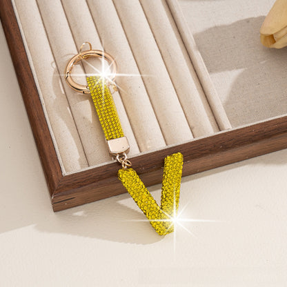 Multicolor Letter Keychain Featuring Rhinestone Material, Stylish Keychain Accessory