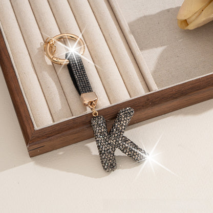 Multicolor Letter Keychain Featuring Rhinestone Material, Stylish Keychain Accessory