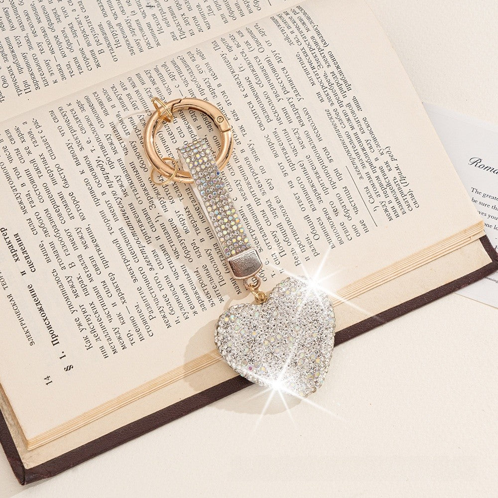 Heart Shape Keychain With Pink Rhinestone Design, Stylish Keychain Accessory For Everyday Use