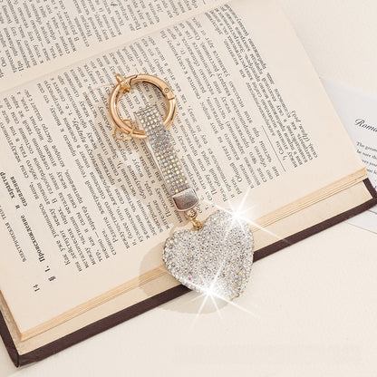 Heart Shape Keychain With Pink Rhinestone Design, Stylish Keychain Accessory For Everyday Use