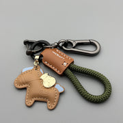 Brown Leather Green Rope Brown Pony Figure-8 Buckle with D Buckle and 2 Small Rings