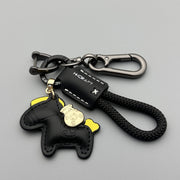 Black Leather Black Rope Black Pony Eight-shaped Buckle Free D Buckle 2 Small Rings