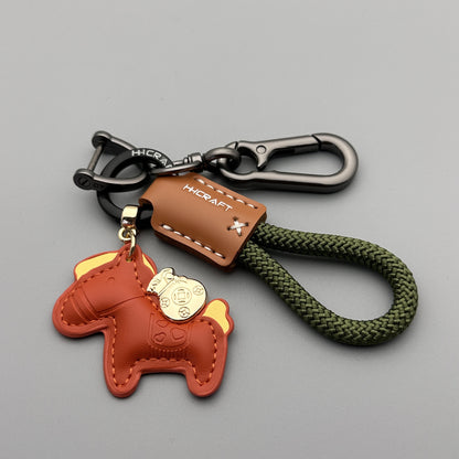 Horse Pattern Keychain Made Of Durable PU Leather, Stylish And Practical Accessory For Everyday Use