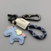 White Leather Blue Rope Blue Pony Figure-8 Buckle with D Buckle and 2 Small Rings