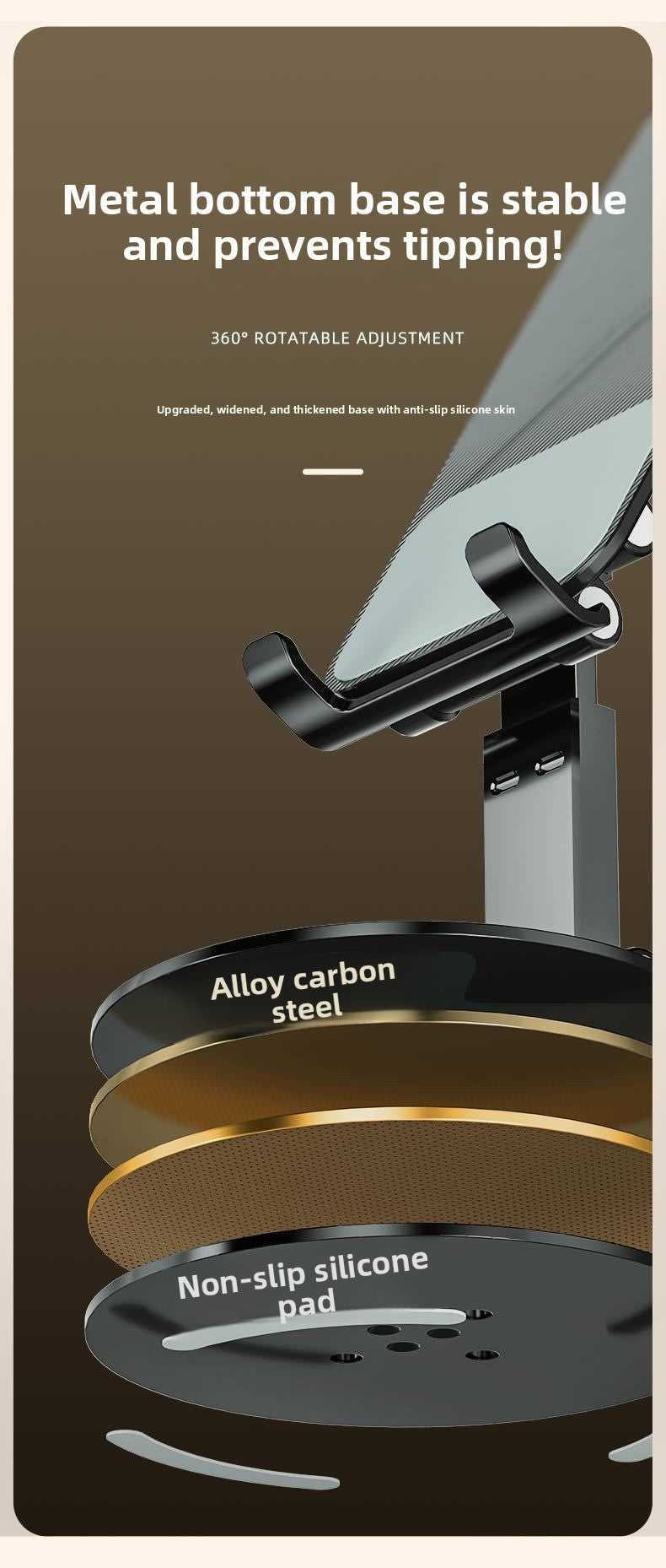 Folding Bracket Phone Stand Made Of Durable Aluminium Alloy In Black
