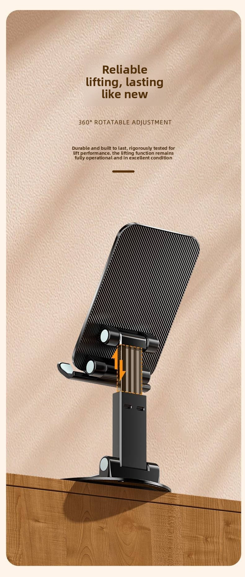 Folding Bracket Phone Stand Made Of Durable Aluminium Alloy In Black