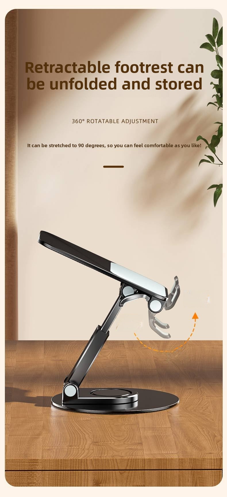 Folding Bracket Phone Stand Made Of Durable Aluminium Alloy In Black