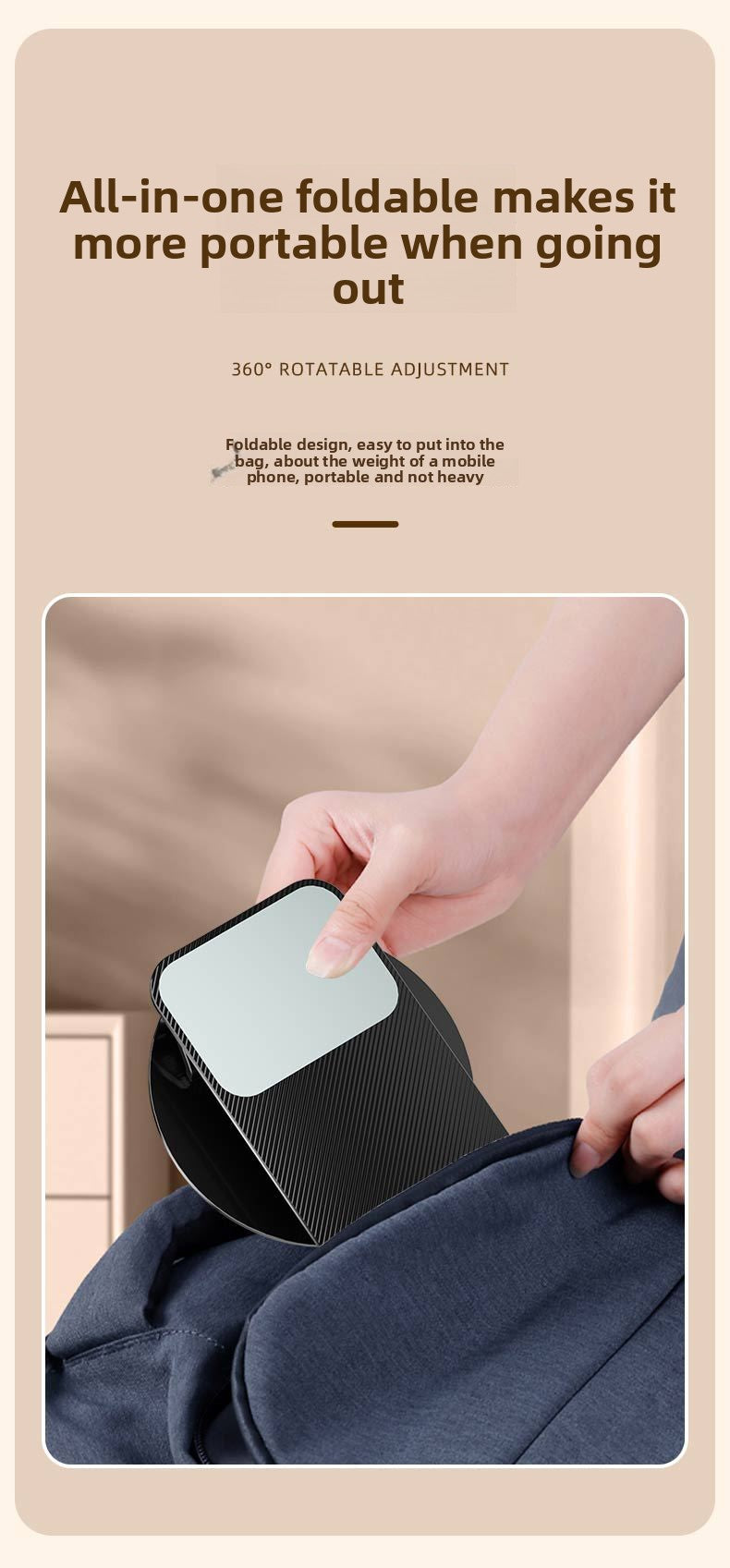 Folding Bracket Phone Stand Made Of Durable Aluminium Alloy In Black