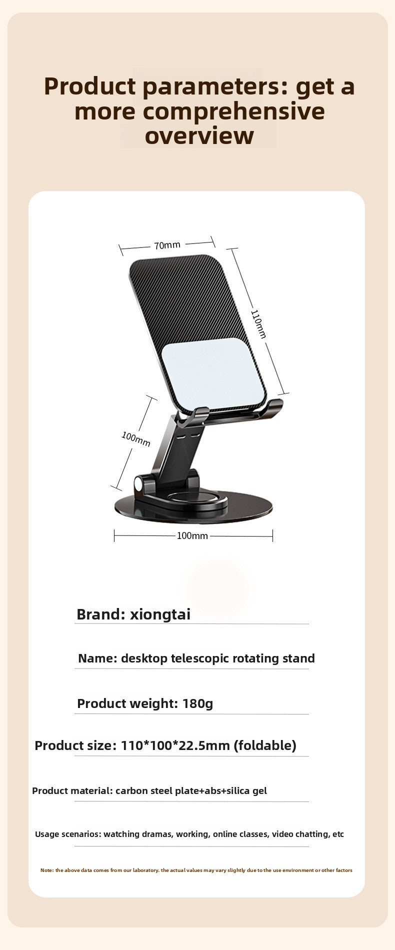 Folding Bracket Phone Stand Made Of Durable Aluminium Alloy In Black