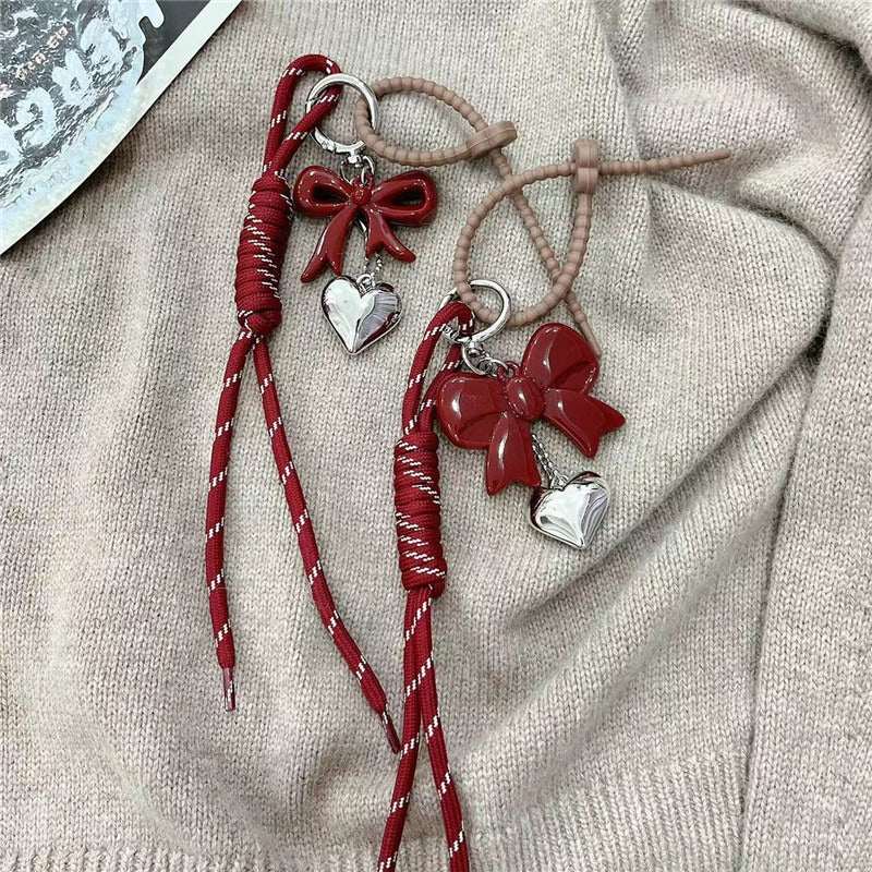 Heart Shape Acrylic Pendant With Bow Knot Design, Stylish Hanging Decoration