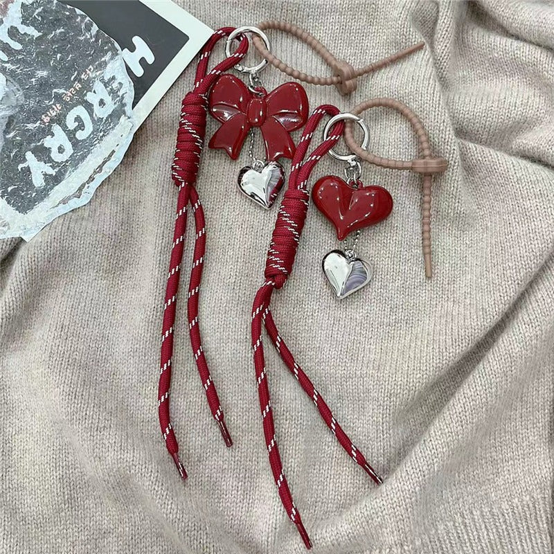 Heart Shape Acrylic Pendant With Bow Knot Design, Stylish Hanging Decoration