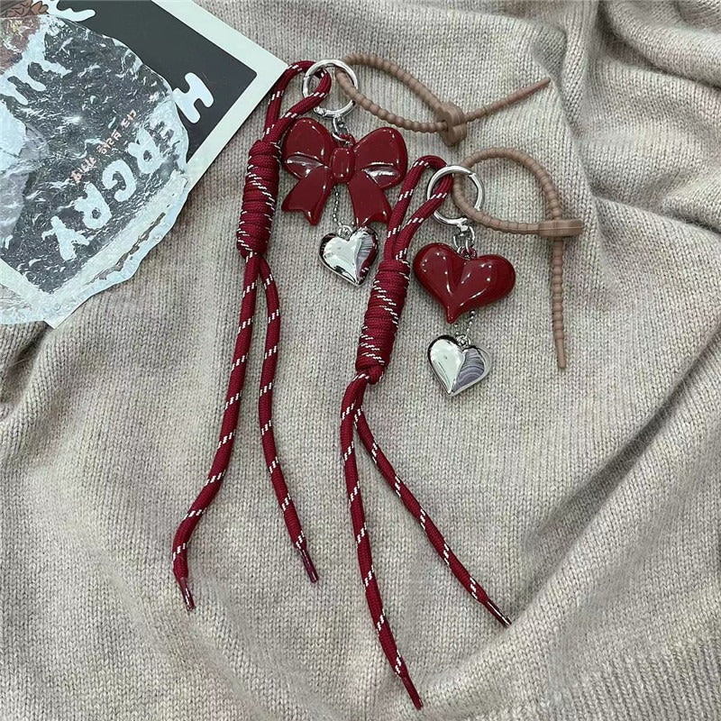 Heart Shape Acrylic Pendant With Bow Knot Design, Stylish Hanging Decoration