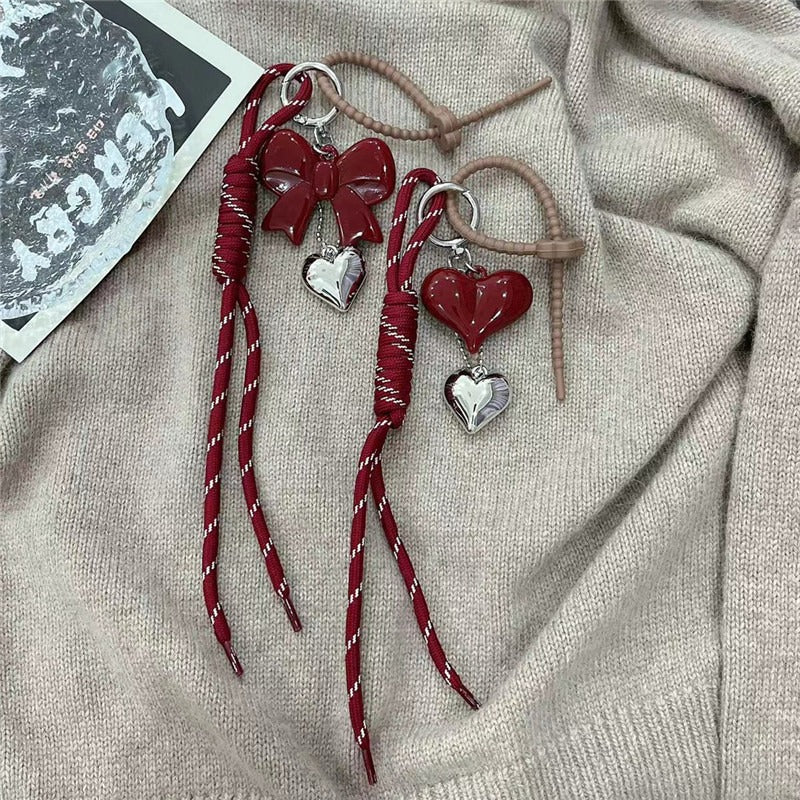 Heart Shape Acrylic Pendant With Bow Knot Design, Stylish Hanging Decoration