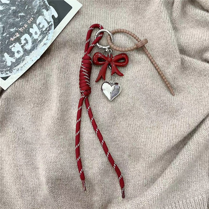 Heart Shape Acrylic Pendant With Bow Knot Design, Stylish Hanging Decoration