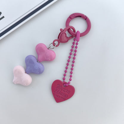 Heart Shape Keychain With Letter Pattern In Plastic Material, Available In White Color