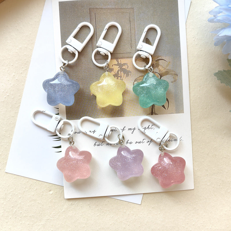 Pentagram Resin Keychain In Light Green, Stylish Keychain Accessory