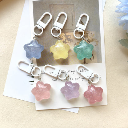 Pentagram Resin Keychain In Light Green, Stylish Keychain Accessory