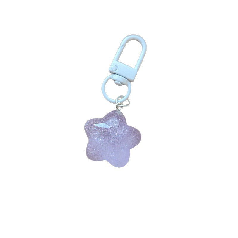 Pentagram Resin Keychain In Light Green, Stylish Keychain Accessory
